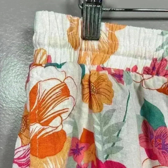 RACHEL ZOE Floral Hawaiian Tropical Linen Blend Pull On Shorts Women Medium - Picture 3 of 9
